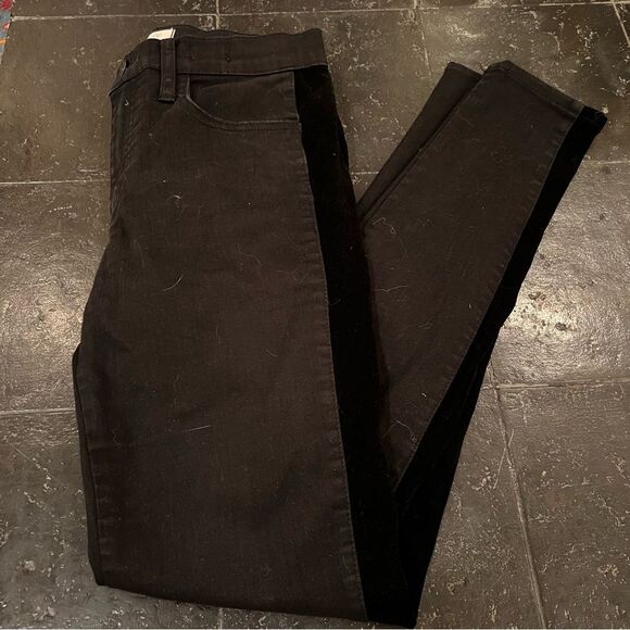 Madewell Velvet Tuxedo Stripe Hi-rise Skinny Black Jeans 27 - Picture 7 of 11